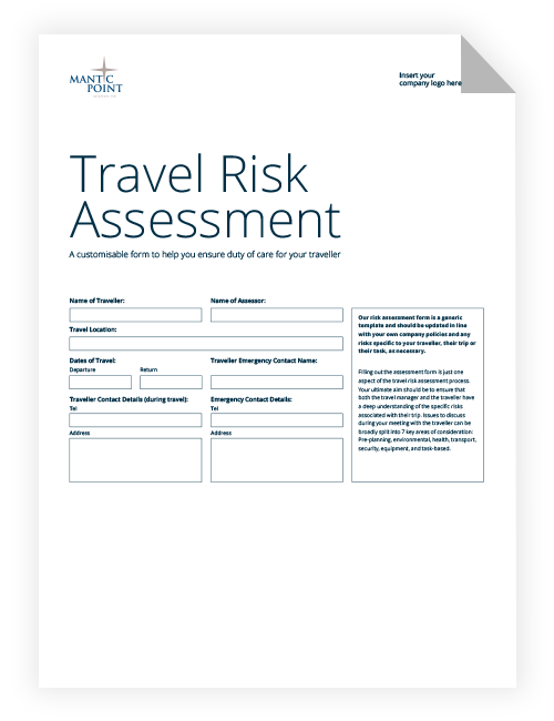 travel clinic risk assessment form